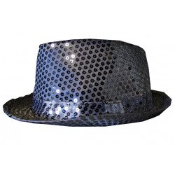 CHAPEAU DE CABARET PAILLETE NOIR