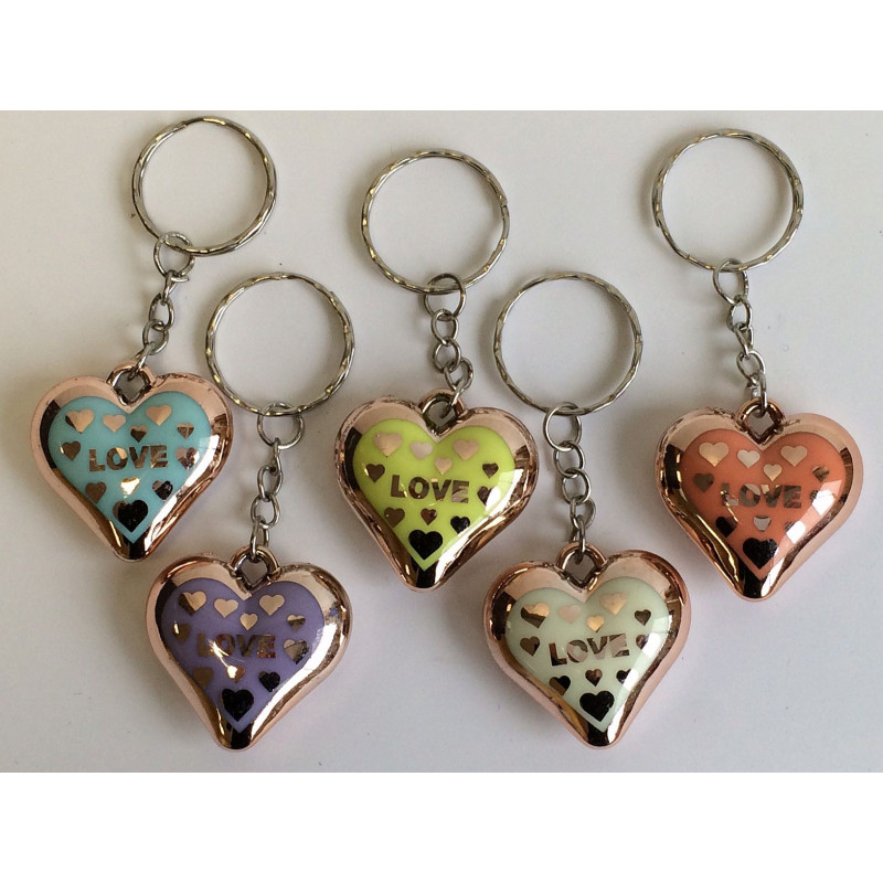 PORTE CLES COEUR METALLISE