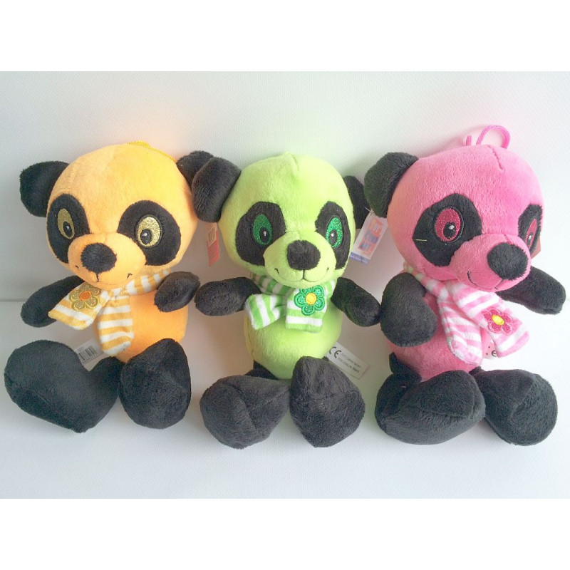 PELUCHE PANDA FLUO AVEC ECHARPE 25 CM