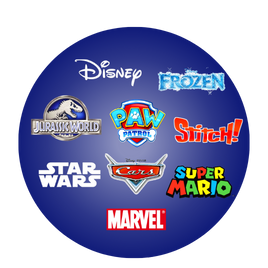 Jouets, peluches et accessoires de produits licences (Disney, Marvel, Spiderman…)