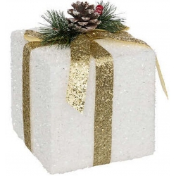 CADEAU BLANC DORE 15*15*20 CM