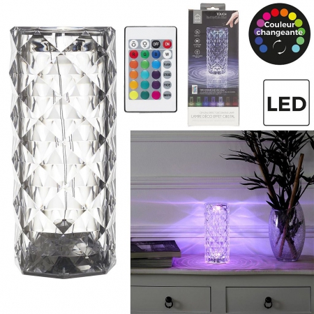 LAMPE EFFET CRISTAL LED RGB ET TELECOMMANDE