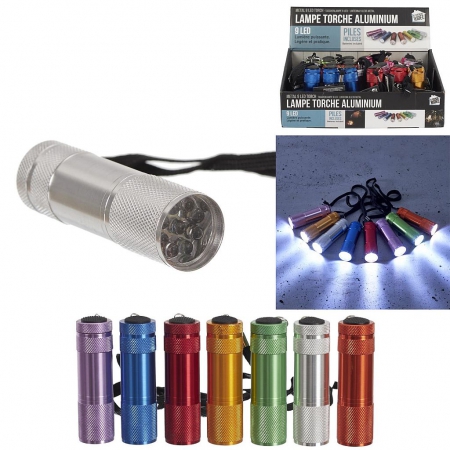 Lampe torche de poche en aluminium 9 LED AAA - (couleur