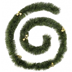 GUIRLANDE VERTE 100X6X2.7 CM BOULES OR