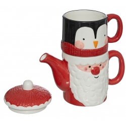 THEIERE TASSE FORME PERE NOEL HAUTEUR 18 CM
