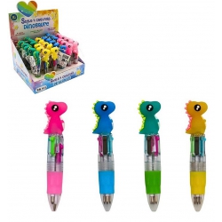 STYLO BILLE 4 COULEURS 10 CM DINOSAURE