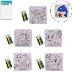 PUZZLE A COLORIER 14X14 CM AVEC FEUTRES