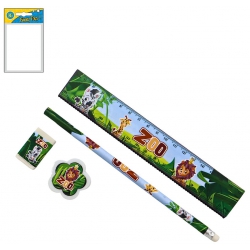 SET PAPETERIE ZOO 19 CM 4 PIECES
