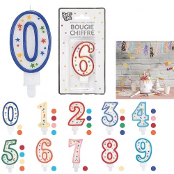 BOUGIE CHIFFRE ANNIVERSAIRE 9.5 CM
