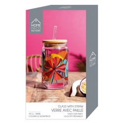 CANETTE ET PAILLE VERRE 45 CL EXOTIQUE