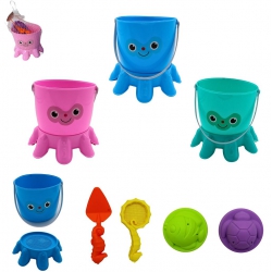 SEAU DE PLAGE POULPE 15X14 CM 6 PIECES