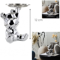 STATUE OURSON VIDE POCHE ARGENT HAUTEUR 12 CM