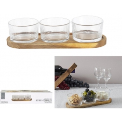 SET APERITIF ACACIA 3 COUPELLES VERRES