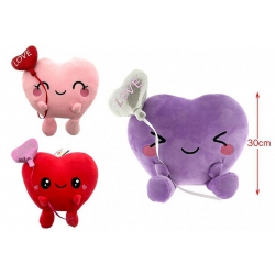 PELUCHE COEUR 30 CM 3 COLORIS ASSORTIS KAWAII