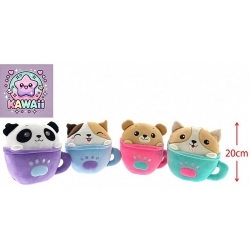 PELUCHE ANIMAL TASSE KAWAII 20 CM