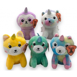 PELUCHE ANIMAUX COULEUR 15 CM