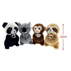 PELUCHE ANIMAL AVEC BEBE 22 CM