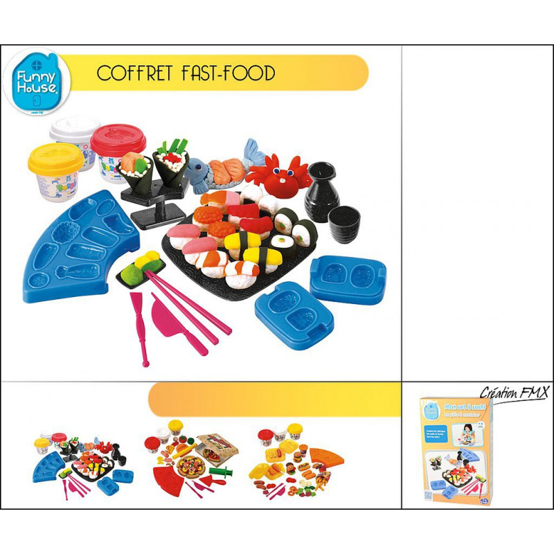 COFFRET FAST FOOD- PIZZA - SUSHI EN PATE A MODELER