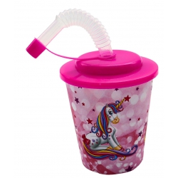 VERRE GOBELET LICORNE 9 CM 250ML 3D AVEC PAILLE