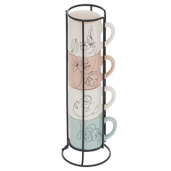 COFFRET RACK 4 MUGS VISAGE 12 CL