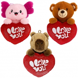 PELUCHE ANIMAUX COEUR 23 CM
