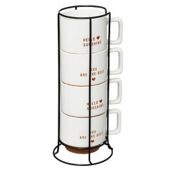SERVICE RACK 4 MUGS HELLO...