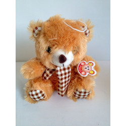 PELUCHE OURS MARRON ET ECRU 18 CM