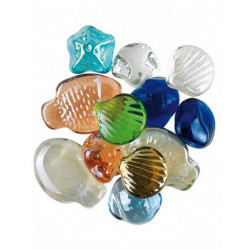 FILET DE 12 GALETS COQUILLAGES EN VERRE