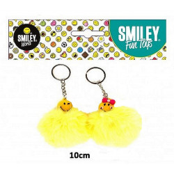 PORTE-CLE BOULE PELUCHE SMILEY 10 CM