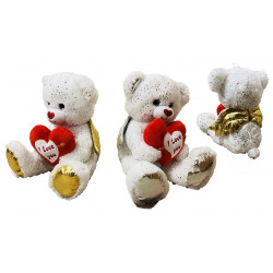 PELUCHE OURS ANGE COEUR 25 CM