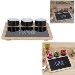 COFFRET PLATEAU BAMBOU AVEC PLANCHE ET COUPELLES